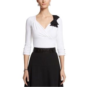 WHBM | Contrast Bow Top 3/4 Sleeve